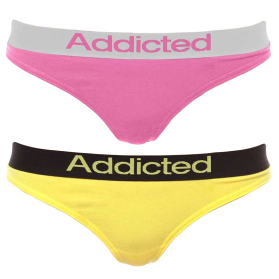 2PACK dames string  roze geel Addicted