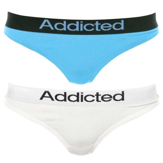 2PACK dames string  blauw wit Addicted
