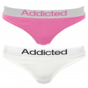 2PACK dames string  wit roze Addicted