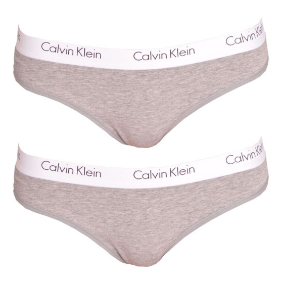 2PACK dames string Calvin Klein grijs (QD3583E-020)