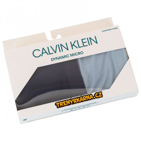 2PACK dames string Calvin Klein blauw (QD3695E-AAN)