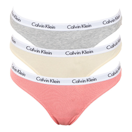 3PACK dames string Calvin Klein veelkleurig (QD3587E-OPB)
