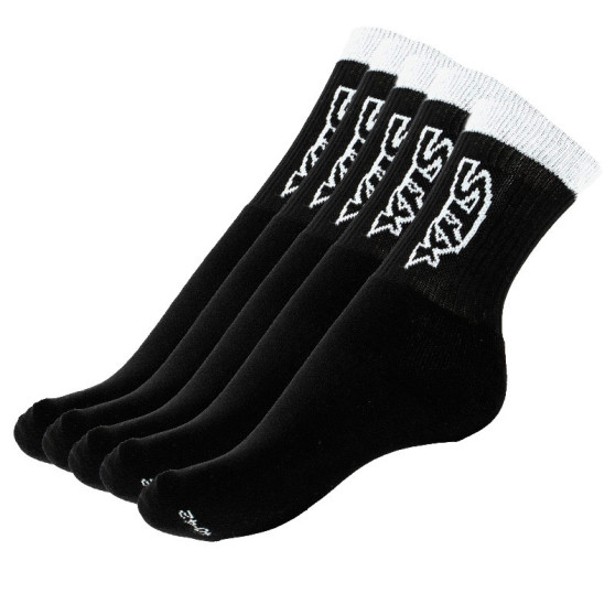 5PACK sokken Styx hoog zwart met witte letters (H26262626262)