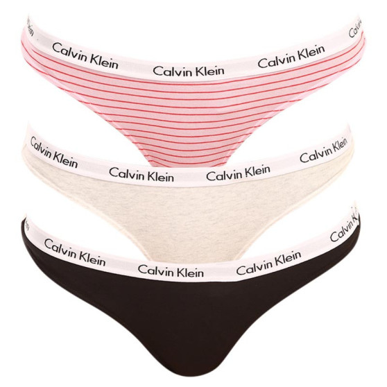 3PACK dames string Calvin Klein oversized multicolour (QD3800E-W5A)