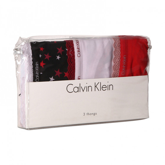 3PACK dames string Calvin Klein veelkleurig (QD3802E-W4Z)