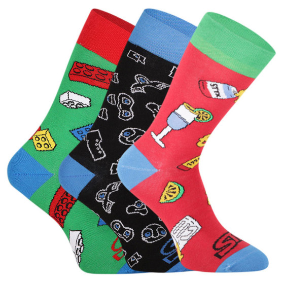 3PACK vrolijke sokken Styx hoog veelkleurig (H12515657)