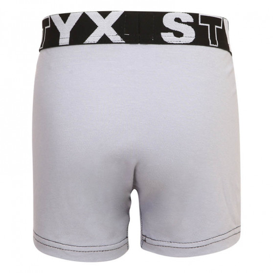 Kinderboxershort Styx sportelastiek lichtgrijs (GJ1067)