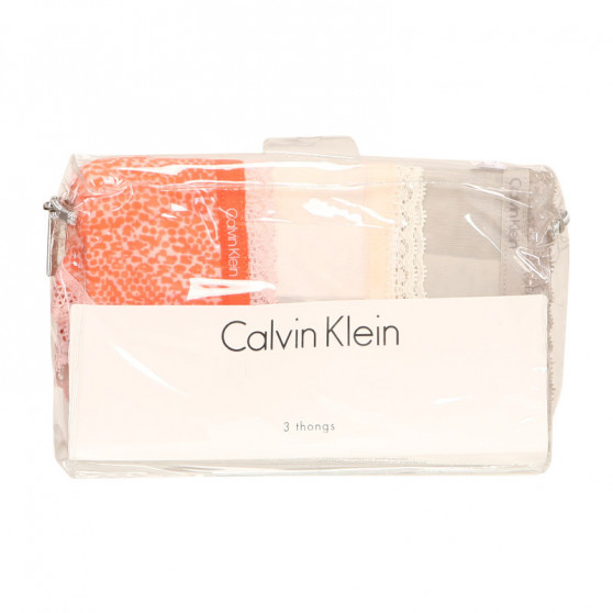 3PACK dames string Calvin Klein veelkleurig (QD3802E-13Z)