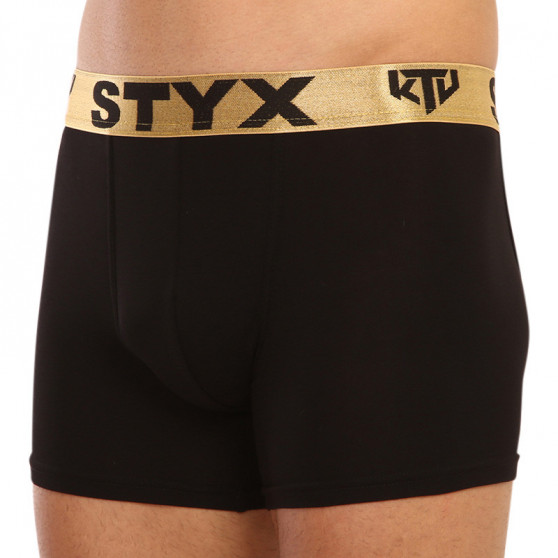 Herenboxershort Styx / KTV lang sportelastiek zwart - goud elastiek (UTZ960)