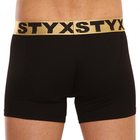 Herenboxershort Styx / KTV lang sportelastiek zwart - goud elastiek (UTZ960)