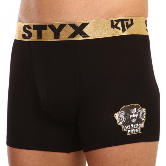 Herenboxershort Styx / KTV lang sportelastiek zwart - goud elastiek (UTZL960)