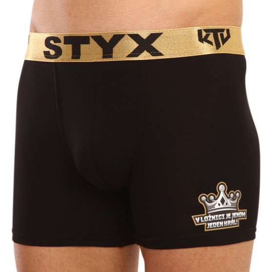 Herenboxershort Styx / KTV lang sportelastiek zwart - goud elastiek (UTZK960)