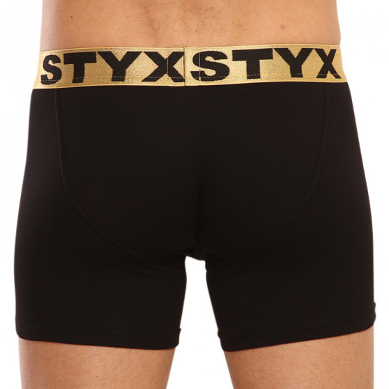 Herenboxershort Styx / KTV lang sportelastiek zwart - goud elastiek (UTZK960)