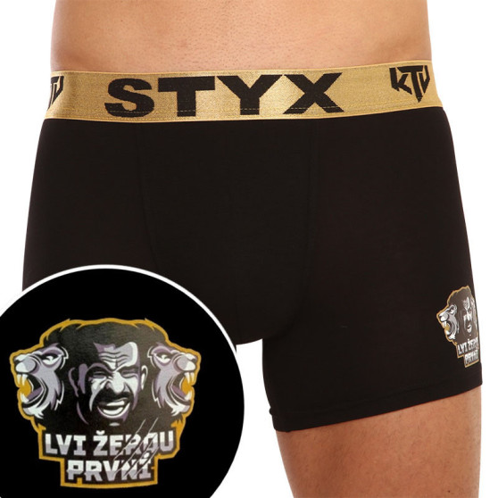 Herenboxershort Styx / KTV lang sportelastiek zwart - goud elastiek (UTZL960)
