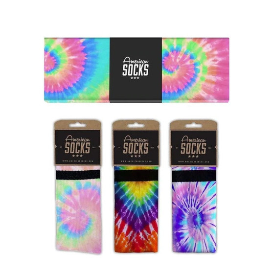3PACK American Socks Tie Dye sokken in geschenkverpakking (ASB012)
