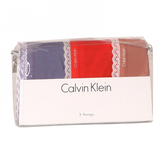 3PACK dames string Calvin Klein veelkleurig (QD3802E-147)