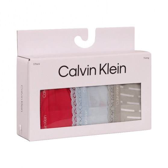 3PACK dames string Calvin Klein veelkleurig (QD3802E-6VW)