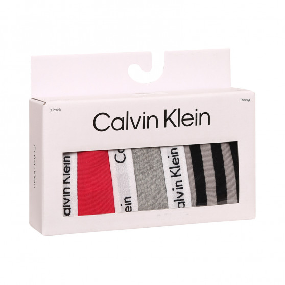 3PACK dames string Calvin Klein veelkleurig (QD3587E-658)