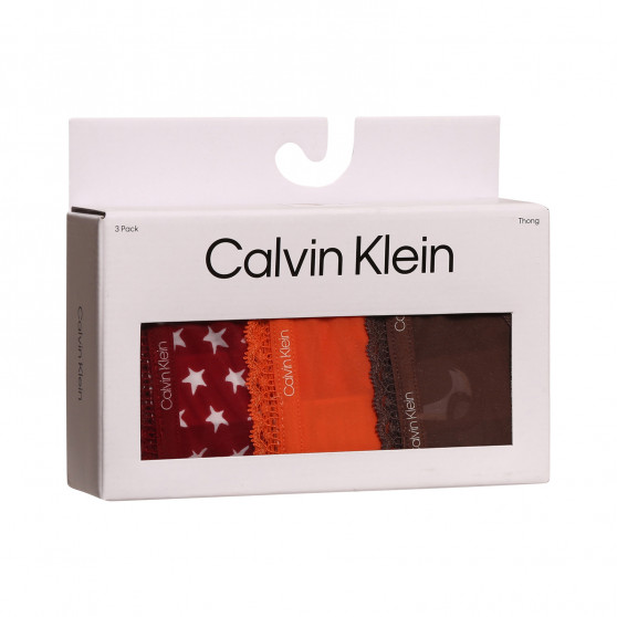 3PACK dames string Calvin Klein veelkleurig (QD3802E-65K)