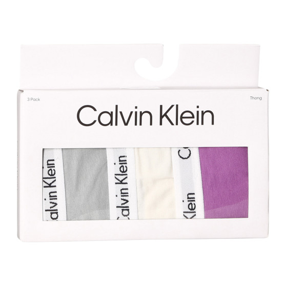 3PACK dames string Calvin Klein veelkleurig (QD3587E-CFU)