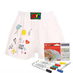 Kindershort Styx classic rubber wit + textielmarkers (JF1061)