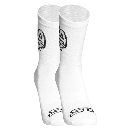 Sokken Styx hoog wit met zwart logo (HV1061)