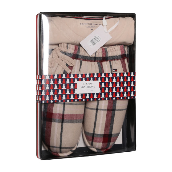 Damespyjama Tommy Hilfiger met pantoffels multicolour in geschenkverpakking (UW0UW04853 0TA)