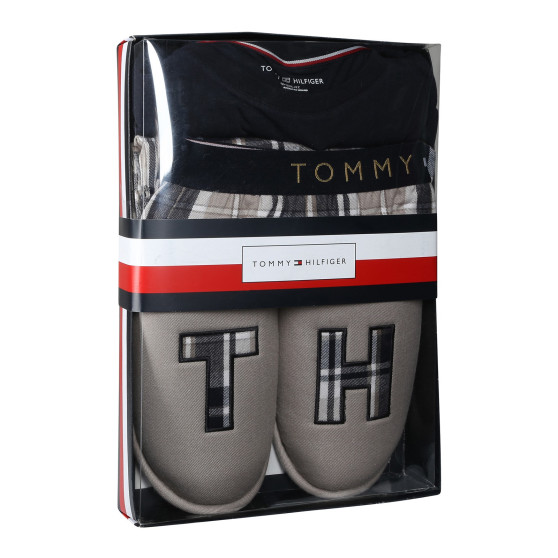 Herenpyjama Tommy Hilfiger met slippers multicolour in geschenkverpakking (UM0UM02989 0S1)