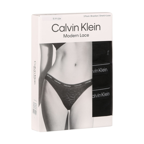 3PACK Braziliaanse Dames slip Calvin Klein zwart (QD5225E-UB1)