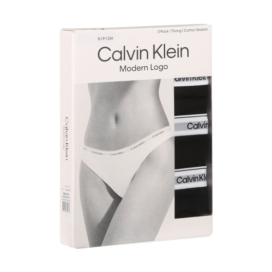 3PACK dames string Calvin Klein zwart (QD5209E-UB1)