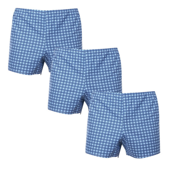 3PACK Klassieke Herenboxershorts Foltýn blauwe ruiten oversized (3xKN78)