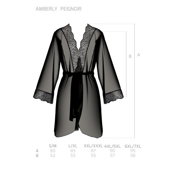 Damesbadjas Passion zwart (Amberly peignoir)