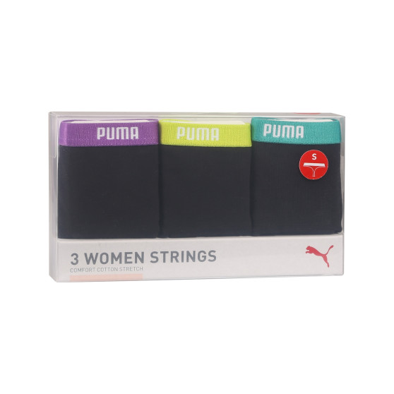 3PACK dames string Puma zwart (503008001 005)