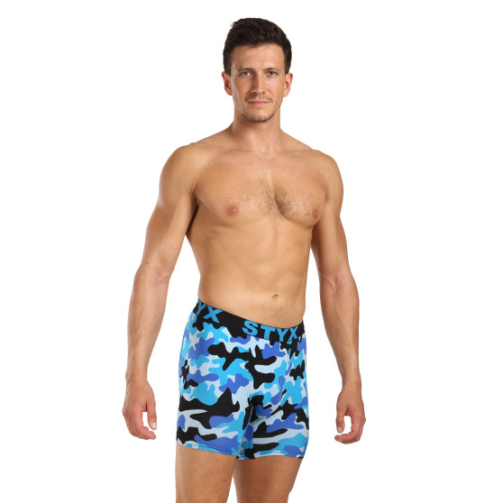 Styx Herenboxershort lang kunst sport rubber camouflage blauw (UN1850)